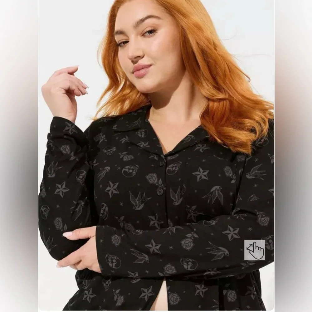 🆕 Torrid Super Soft Button Through Long Sleeve Sleep Shirt size 2 - Picture 3 of 10